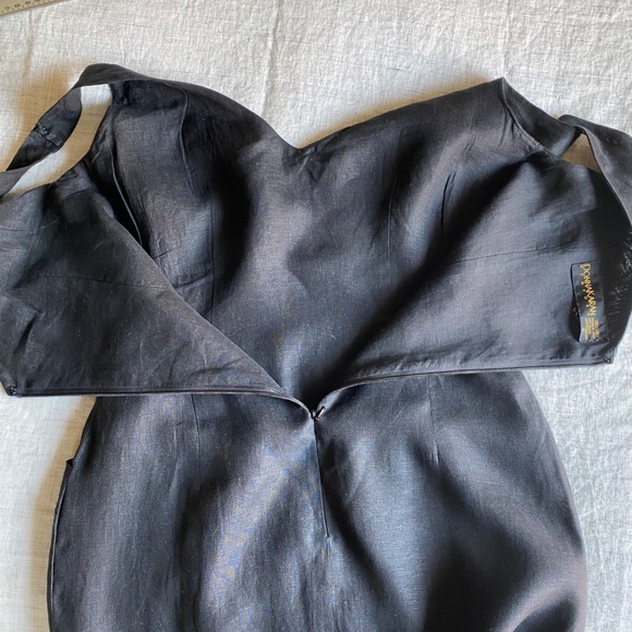 Vintage Donna Karan black label, black linen sheath dress Size 8 - Picture 15 of 15